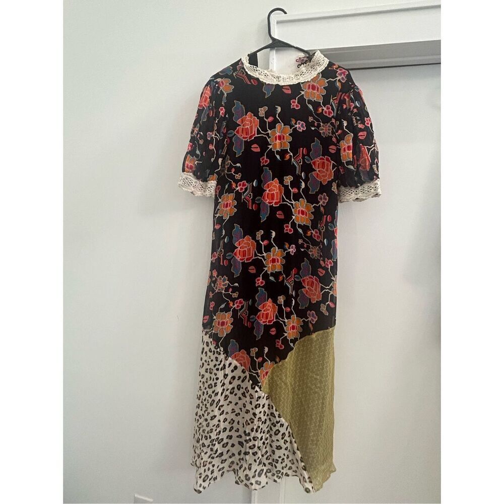 Anthropologie Verb Pallavi Singhee Maxi Dress Sz S Soniya Floral Cheetah Yellow - Picture 2 of 2